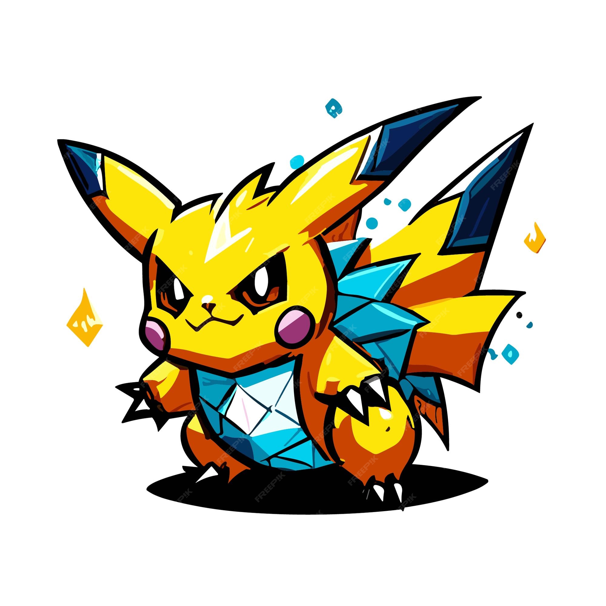 pokemon pikachu with butterflies and a scarf sitting on the ground