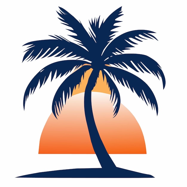 2D Vector Rendering of a Flat Design Palm Tree on a Clean White Background