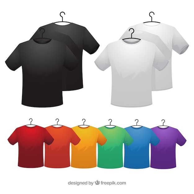 Vector 2de t-shirtcollectie in verschillende kleuren