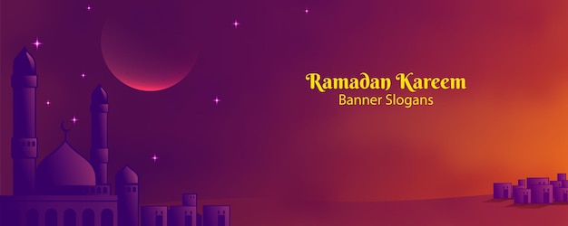 Vector 2e ramadan kareem sociale sjabloon met paarse kleur