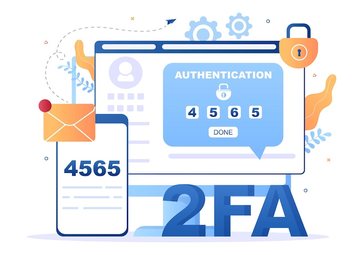 Vector 2fa two steps authentication password secure notice login verification or sms with code a smartphone for website in flat vector illustration