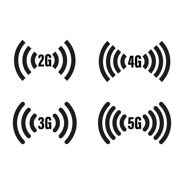 Значок набора символов 2G 3G 4G 5G Векторная иллюстрация EPS 10 Стоковые изображения