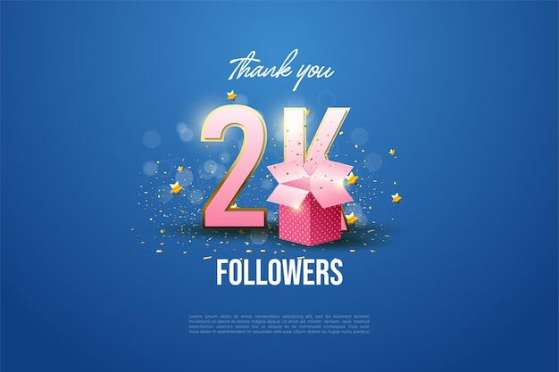 2k followers with numbers and gift box