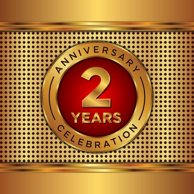 2nd Anniversary Anniversary template design with gold color texture vector template