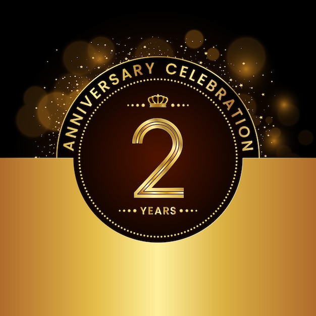 Vector 2nd anniversary celebration template design in golden color modern style logo vector template