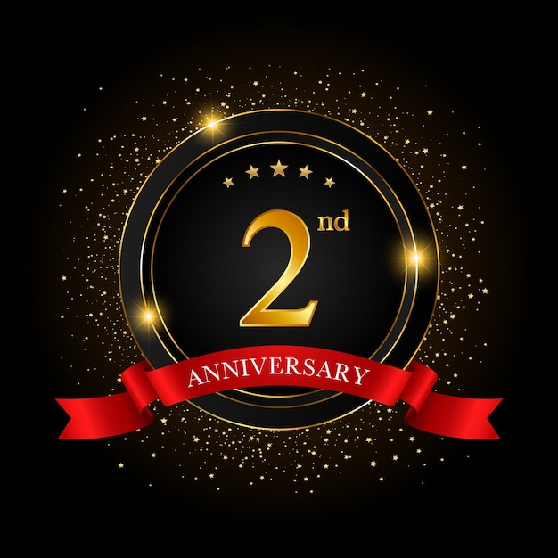 2nd Anniversary Golden anniversary celebration template design Vector illustrations