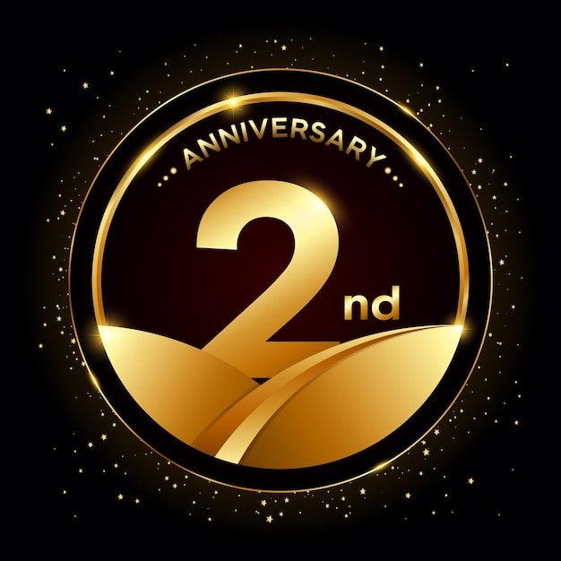 Vector 2nd anniversary golden anniversary template design logo vector illustration