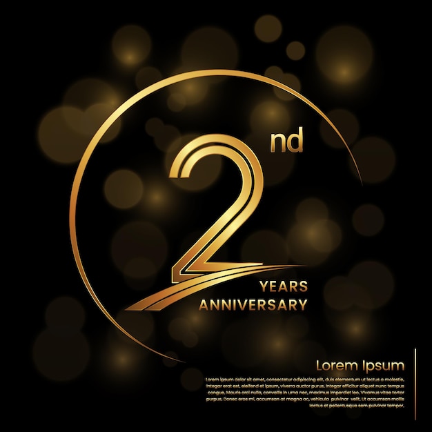 2nd Anniversary logo design with double line numbers Golden anniversary template Vector Logo Template