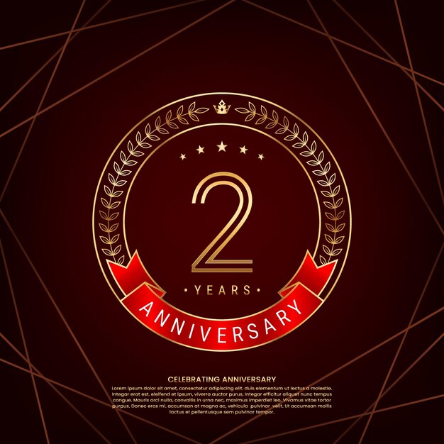 2nd anniversary logo with golden laurel wreath and double line number