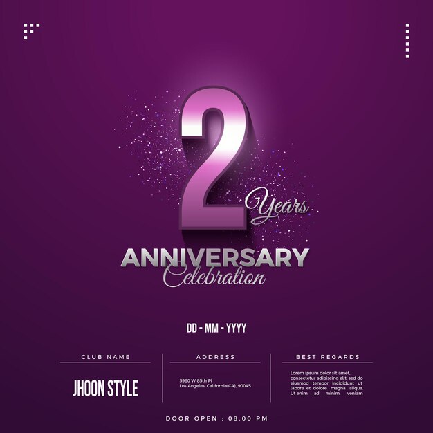 2nd anniversary party invitation with date numbers