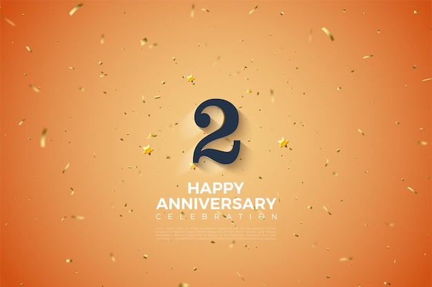 2nd anniversary with soft white shaded 3d number illustration.