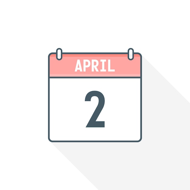 2nd april calendar icon april 2 calendar date month icon vector illustrator