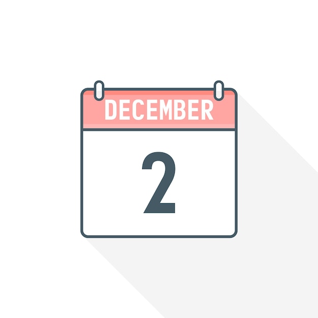 2nd December calendar icon December 2 calendar Date Month icon vector illustrator