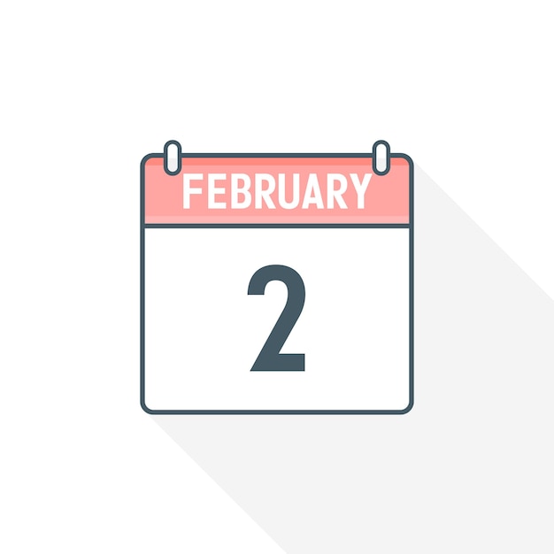 2nd February calendar icon February 2 calendar Date Month icon vector illustrator