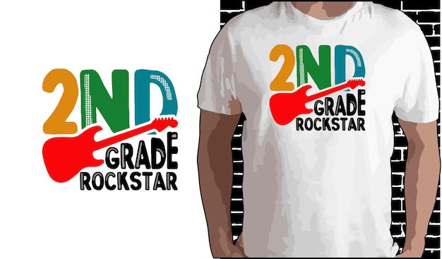 Vettore 2nd grade rock star t shirt design back to school shirt citazioni sul ritorno a scuola