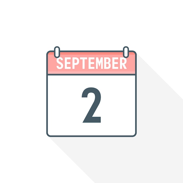 2nd September calendar icon September 2 calendar Date Month icon vector illustrator