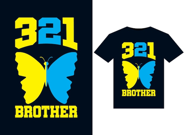 3 21 BROTHER-illustraties voor ontwerp van T-shirts die klaar zijn om te worden bedrukt