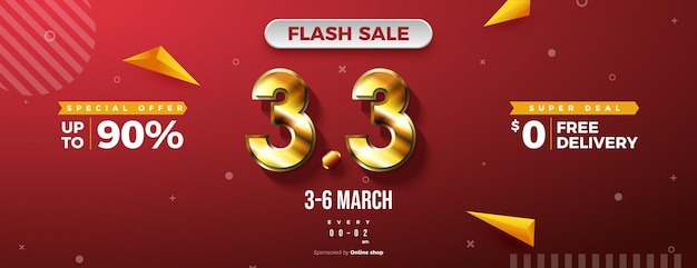 3 3 Flash sale with gold number edition