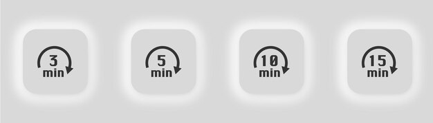 3 5 10 15 minutes information icon App button vector desing