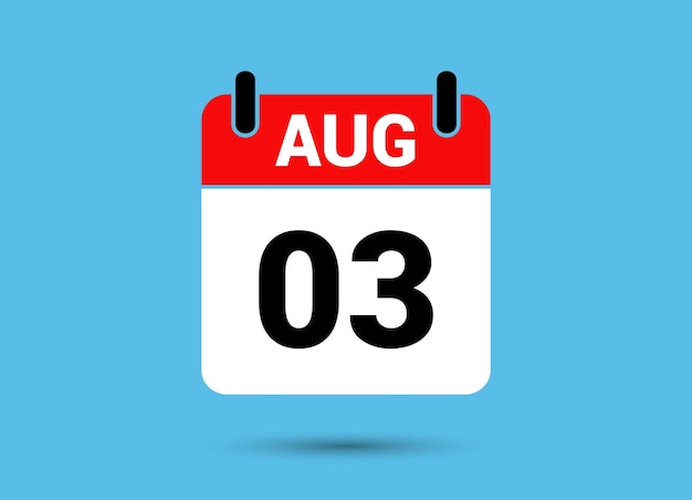 3 augustus Kalender Datum Platte pictogram Dag 3 Vectorillustratie
