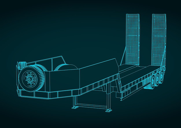 3 axle lowbed trailer blueprint