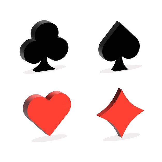 3 D card suit  poker, casino