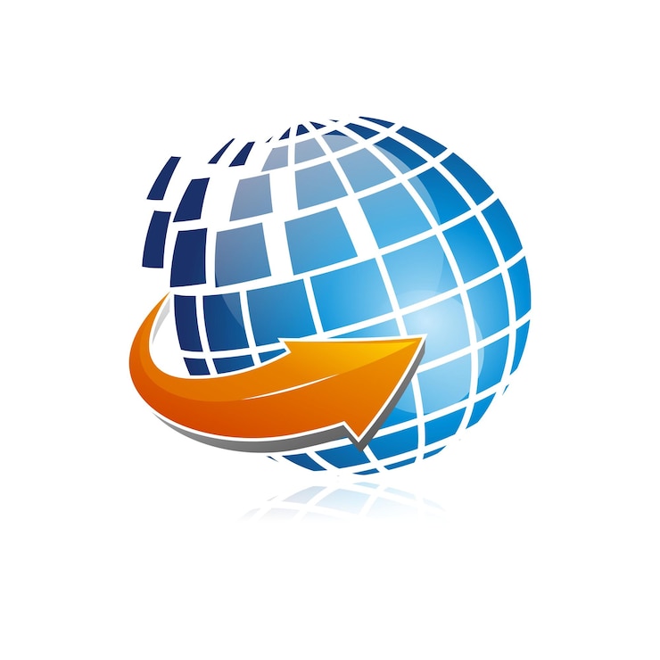 वेक्टर 3 d global technology logo very luxury and elegant