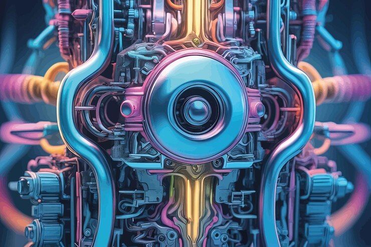 Vector 3 d rendered futuristic background high tech illustration3 d illustration of colorful fractal comp