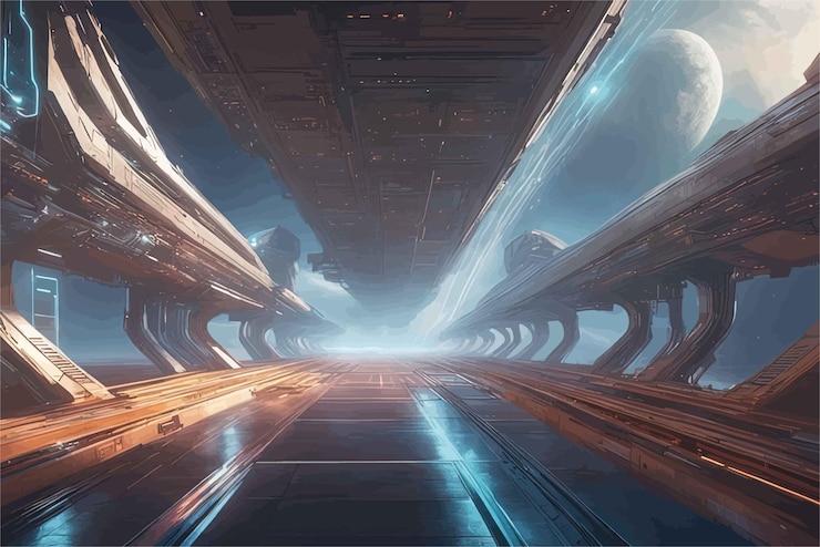 Vector 3 d rendering of futuristic sci fi background3 d rendering of futuristic sci fi backgroundfuturi