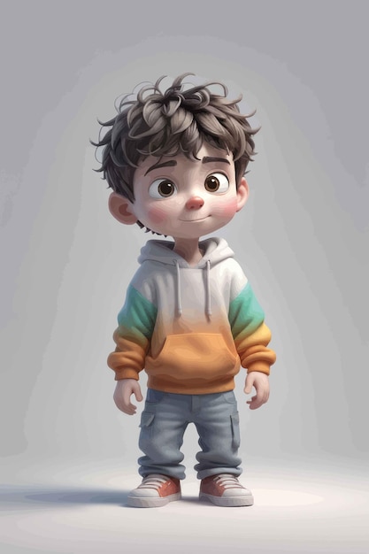 3 d rendering of little kid boy in the street3 d rendering of little kid boy in the streeta cute chi