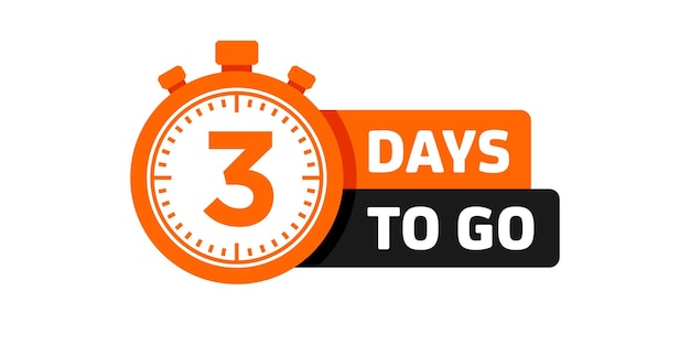 3 dagen te gaan vector oranje en zwart Countdown timer ontwerp Klokpictogram Tijdpictogram Tel tijd verkoop