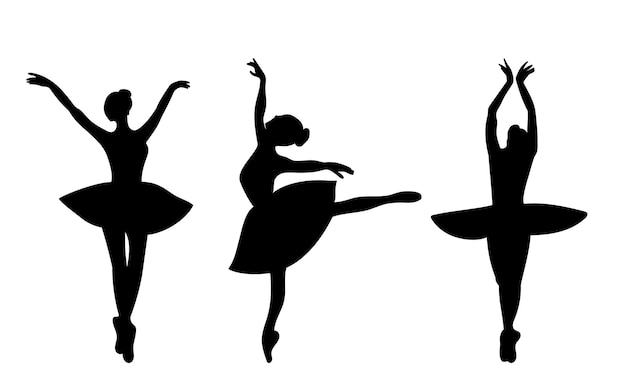 Vettore 3 ballerine danzanti silhouette
