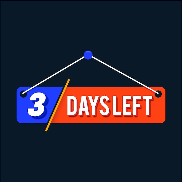 3 day left design for online shopping Promotional number of days left