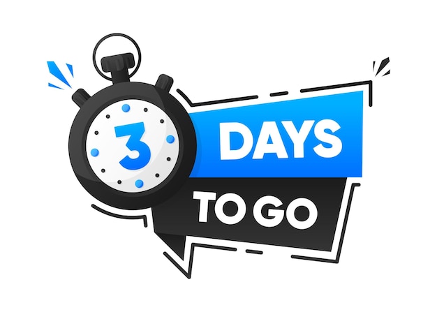 Эмблема 3 Days To Go Countdown с количеством оставшихся дней Таймер с лентой Акция