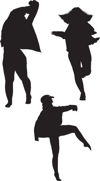 3 different silhouettes of dancing girl