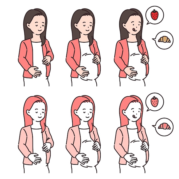 3 illustrations of pregnant women