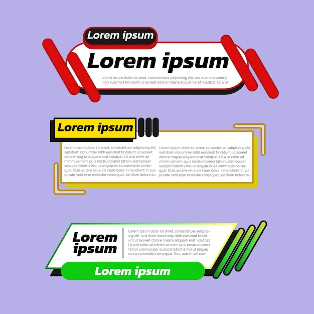 3 Label section banner set in analogue flat style