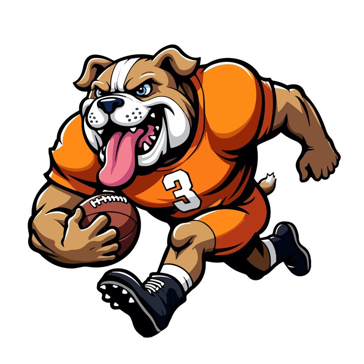 Vector 3 number bulldog american football player vector illustration