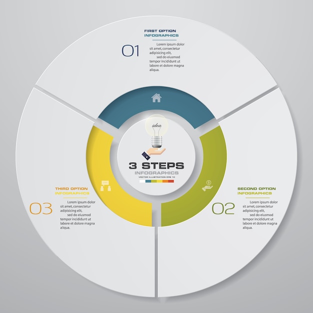 3 options cycle presentation infographics template.