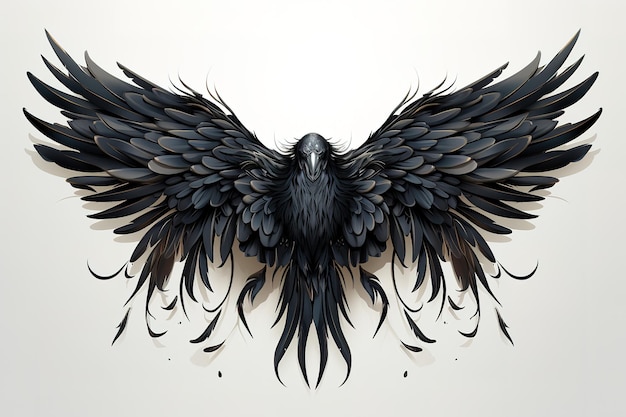 Vector 3 rendered dark angel wings as an illustration isolated on a white background