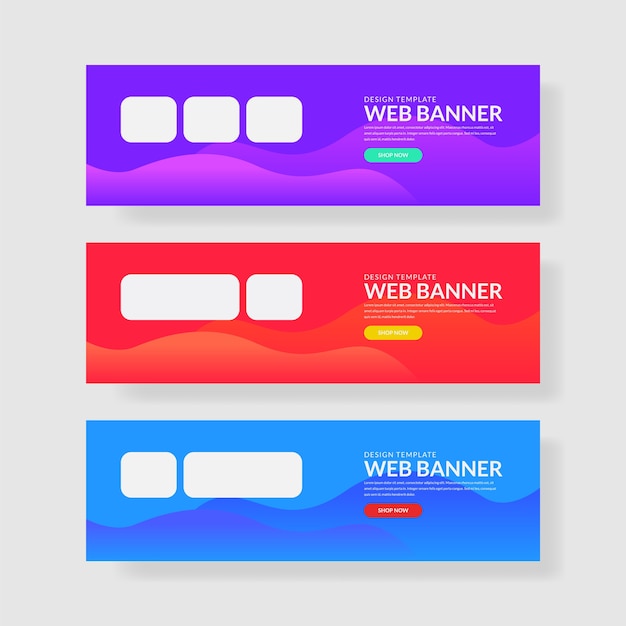 3 set colorful banner with rectangle shape