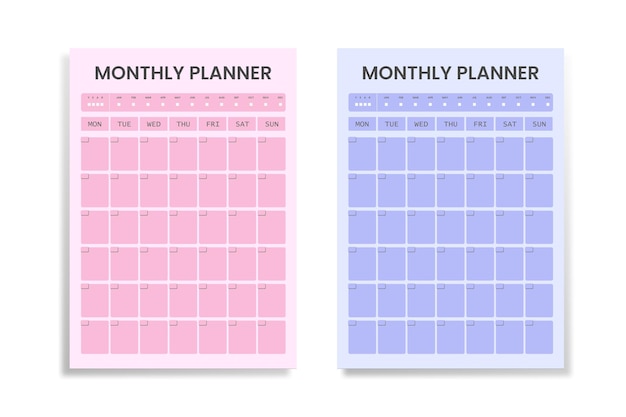 3 set di pianificatori minimalisti modello di pianificatore mensile settimanale giornaliero carino e semplice da stampare a