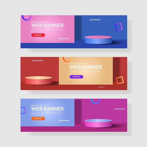 Vector 3 set modern banner