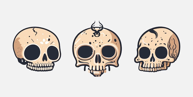 3 skulls vector designpremium illustration art