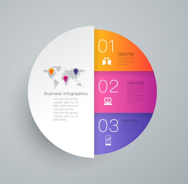 3 stappen bedrijfs infographic elementen voor de presentatie