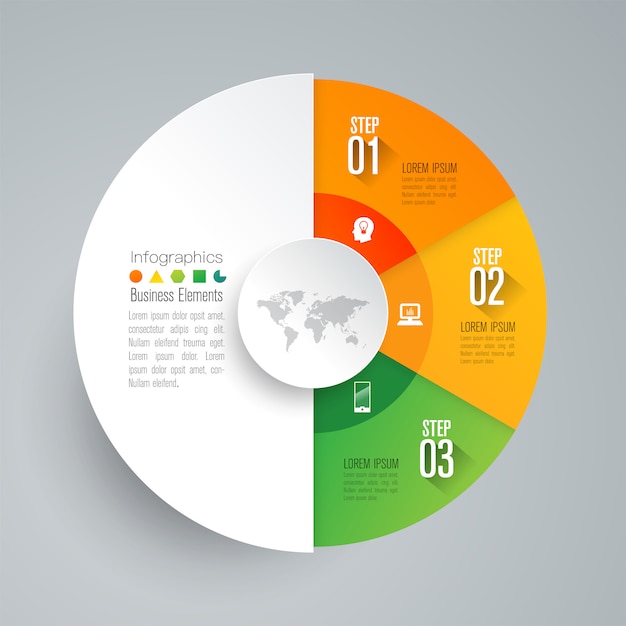 3 stappen bedrijfs infographic elementen voor de presentatie