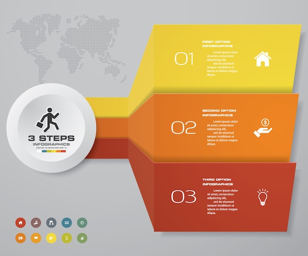 3 stappen infographics element pijl sjabloon grafiek