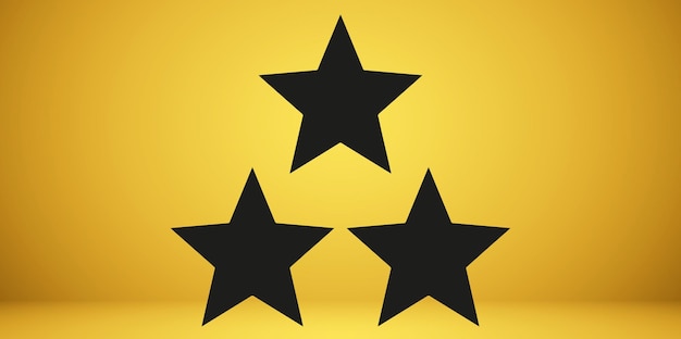 3 star rating star illustration on transparent background