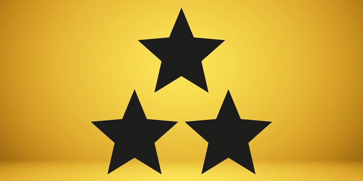 Vector 3 star rating star illustration on transparent background