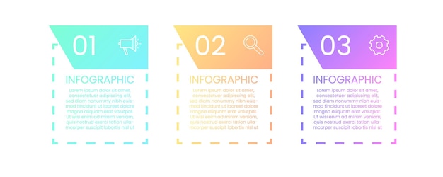 3단계 비즈니스 벡터 인포그래픽 템플릿 비즈니스 개념(3단계 또는 옵션 포함)